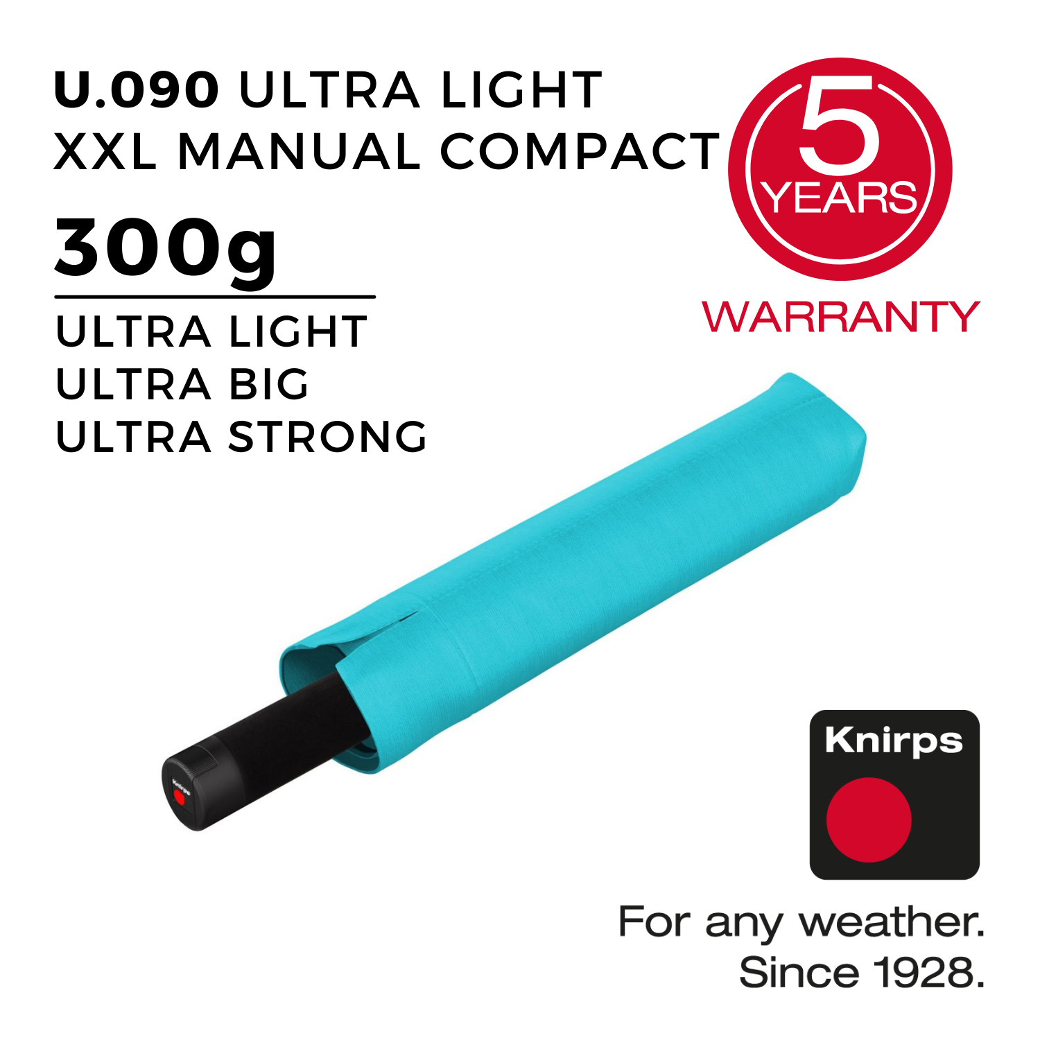 Buy Knirps U.090 Ultralight XXL Manual Compact Umbrella- Aqua in Singapore  & Malaysia - The Planet Traveller