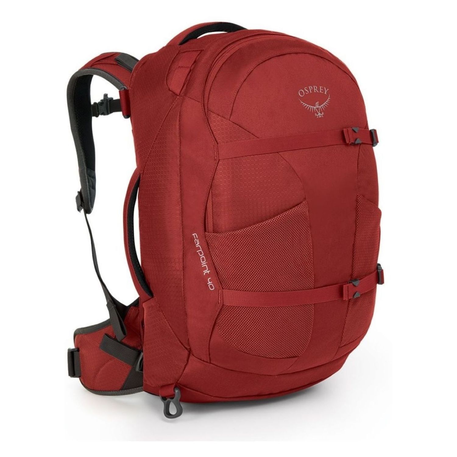 red backpack for travel